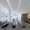 Spacious Modern Government Service Hall Interior With Waiting Area Service Counters And Comfortable Seats