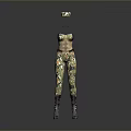Stylish Camouflage Outfit With Cami Top Pants Hat And Gray Boots