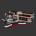 Futuristic Sci Fi Weapon With Red Blue Accents And Detailed Mechanical Structure