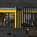 Modern Beauty Salon Interior With Red Styling Chairs Yellow Pillar And Glass Partitions