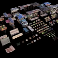 Vegetable stand fruit and vegetable stand combination vegetable market stall market life props low face number low model simple model game film and television level super realistic 3d model