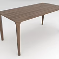 Modern Walnut Wooden Dining Table With Simple Design And Slim Legs 3d model