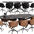 Modern Conference Table With Black Brown Leather Chairs Laptop And Mat