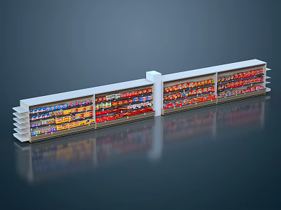 Modern Multi Tiered Display Shelves With Colorful Items And Reflective Surface 3d model