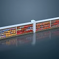 Modern Multi Tiered Display Shelves With Colorful Items And Reflective Surface