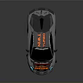 Sleek Silver Sports Car With Orange Racing Stripes And Aerodynamic Spoiler