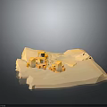 Yellow Wooden Stone Chunks And Shavings On Light Colored Surface Dark Background 3d model