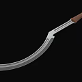 Scimitar Weapon With Curved Design Silver Blade Brown Wooden Handle And Metal Guard