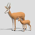 Low Poly Geometric Art Of Two Antelopes Adult And Baby Standing Side By Side