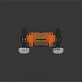 Orange Bench Grinder With Double Grinding Wheels And Safety Labels On Workbench 3d model