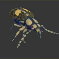 3D Insect Model With Yellow Black Spots Stripes Long Antennae And Legs