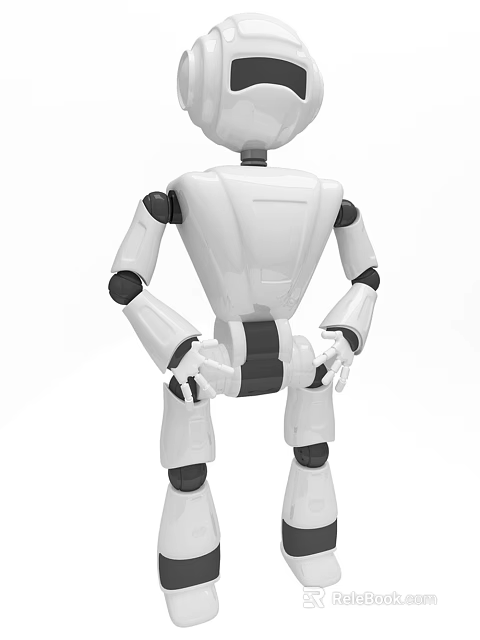Smart Humanoid Robot With White Design Black Joints And Standing Pose 3d model