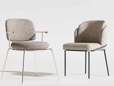 Modern Curved Back Upholstered Dining Chairs With Gold And Black Metal Legs 3d model