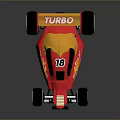 Red Turbo Race Car with Flame Design Number 88 and Large Wheels