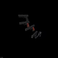 Modern Multiple Black Tactical Pistols Featuring Red Components And Holster Gear 3d model