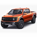 Orange Ford F-150 Raptor Pickup Truck Exterior Design With Front And Rear Views