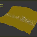 3D Mountainous Terrain Model With River Networks And Brown Textured Surface