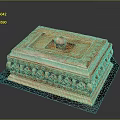 Vintage Copper Square Jewelry Box With Spherical Knob And Intricate Base Patterns