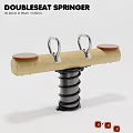 Creative Garden Decor With Wooden Bar Metal Rings Orange Pads And Spring Base