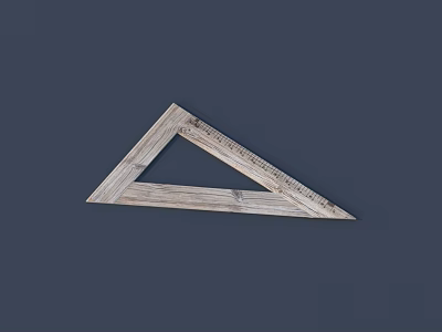 Wooden Triangular Scale Ruler With Clear Markings As Essential Construction Measuring Component 3d model