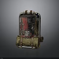 Mechanical Backpack With Red Panel Metal Frame And Leather Straps