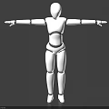 Intelligent Humanoid Robot 3D Model With White Body Black Lines And Extended Arms