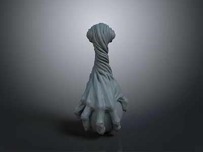 Unique Sculptural Gray Furniture Decorative Piece With Twisted Hand Design 3d model