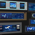 Modern TV Screens Displaying Digital Data Interfaces With Various Layouts And Charts 3d model