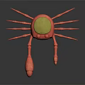 Cheerful Red Crab Wearing Yellow Hat With Smiling Face In Cartoon 3D Style