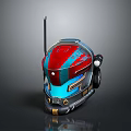Futuristic Tech Device With Red Blue Casing And Antenna Digital Display And Modern Design Elements 3d model