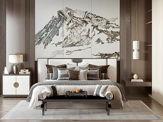 New Chinese Double Bed 3d model
