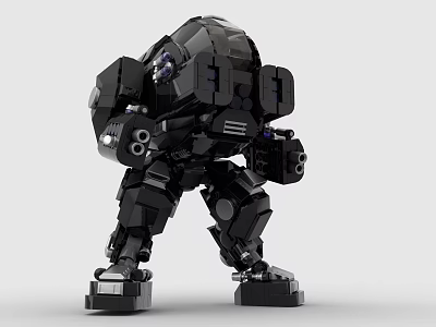 Black Sci Fi Style Mech Robot Built With Building Blocks 3d model