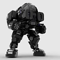 Black Sci Fi Style Mech Robot Built With Building Blocks 3d model