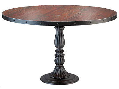 Round Wooden Dining Table With Carved Black Pedestal Base And Classic Design 3d model