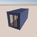 Modern Blue Container Building With Large Glass Windows And Simple Design 3d model