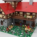 LEGO toy blocks European-style village European-style vintage village building 3d model