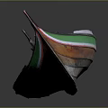 Traditional Handmade Leaf Shaped Wooden Watercraft with Green Red Edges and Smooth Hull Surface
