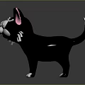 3D Black Cat with Pink Ears White Whiskers and White Paws in Cute Cartoon Style