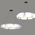 Modern White Hanging Chandeliers with Stylish Shade Design in Minimalist Interior
