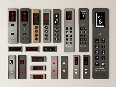 Modern elevator switch elevator button key elevator outgoing call box elevator floor display outgoing call box panel elevator display 3d model