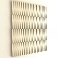 Modern Light Wood Wall Paneling With Vertical Stripes And Textured Surface Design 3d model