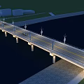 Modern Road Bridge With Street Lights Over Water And Concrete Piers