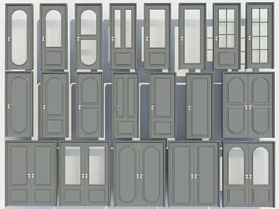 American swing door combination 3d model