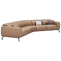 Modern Sectional Sofa Set in Brown and Blue with Decorative Pillows Design 3d model