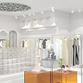 Minasu Modern Fashion Clothing Store With Mannequins Hanging Clothes And Green Plants