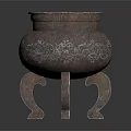 Ancient Bronze Censer With Ornate Carved Patterns And Tripod Legs
