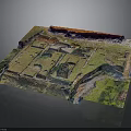 Ancient Archaeological Site Model With Structural Layout Red Soil Terrain And Green Vegetation