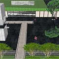 Modern Garden Landscape Design With Neatly Arranged Trees Green Lawns And Paths