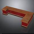 Stylish L Shaped Wooden Top Furniture With Red Base For Dining Area