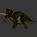 Realistic 3D Triceratops Dinosaur Character With Large Horns And Facial Frill